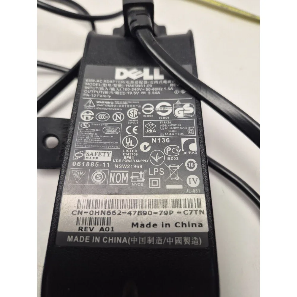 DELL HA65NS1-00 19.5V 3.34A 65W Genuine Original AC Power Adapter Charger tested
